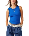 Free People Kate Rib Stretch Cotton Tank In Cobalt Blue