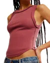 Free People Kate Rib Stretch Cotton Tank In Wild Ginger