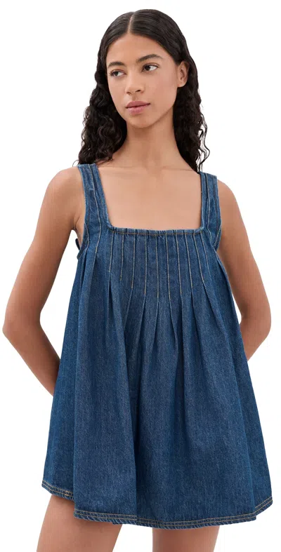 Free People Katie Denim Tunic Deep Wash In Blue
