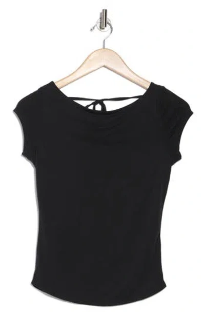 Free People Katie Tie Back Cowl Neck Knit Top In Black