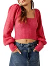 Free People Katie Mix Stitch Square Neck Sweater In Pink