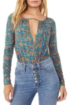 Free People Kaya Print Cutout Bodysuit