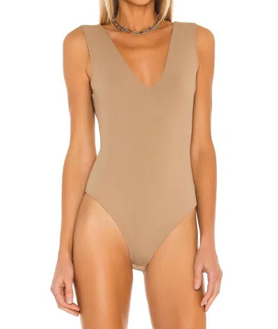 Free People Keep It Sleek Bodysuit In Tan In Multi