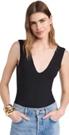 FREE PEOPLE KEEP IT SLEEK THONG BODYSUIT BLACK