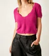 FREE PEOPLE KEEP ME WARM CROP TOP IN FUSCHIA FESTIVAL