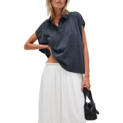 Free People Keep On Polo Top In Blue