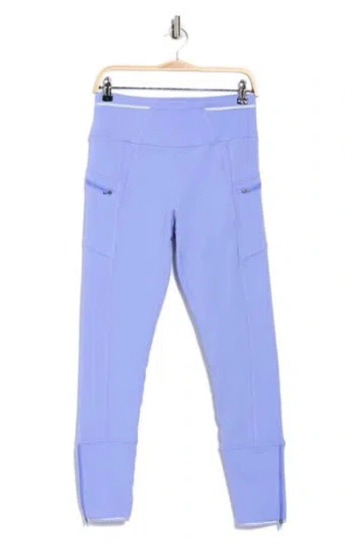 Free People Keepin' Cozy Fleece Lined Zip Hem Leggings In Blue