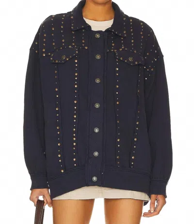 Free People Keepin' On Trucker Jacket In Navy In Blue