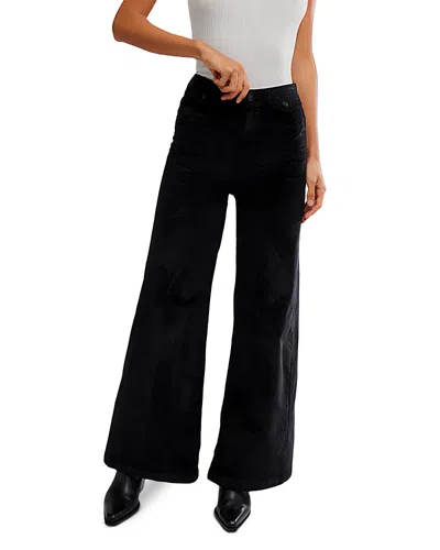 Free People Kellee High Rise Corduroy Palazzo Jeans In Unexplored In Black