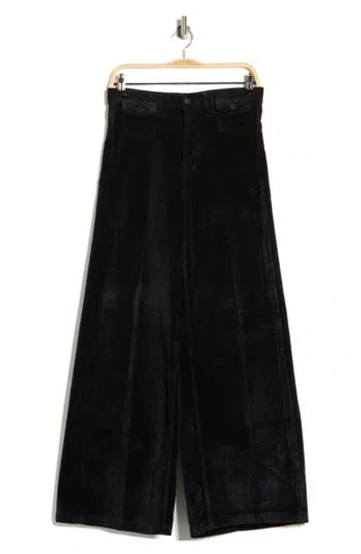 Free People Kellee High Waist Wide Leg Corduroy Palazzo Pants In Black