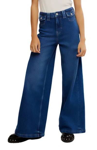 Free People Kellee High Waist Wide Leg Palazzo Jeans In Blue