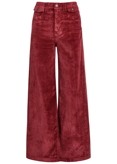 Free People Kellee Wide-leg Corduroy Trousers In Red