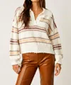 Free People Kennedy Long Sleeve Collared Pullover Sweater In Cream In Neutral