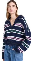 FREE PEOPLE KENNEDY PULLOVER MIDNIGHT SAIL COMBO