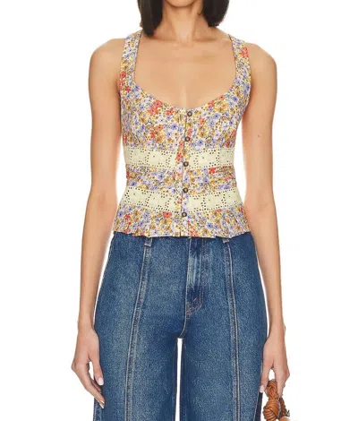 Free People Kiana Lace Tank Printed In Red