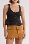 Free People Kianna Eyelet Tank In Black