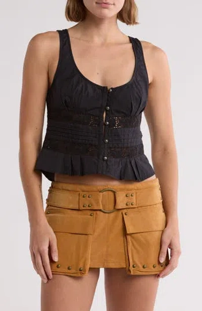 Free People Kianna Eyelet Tank In Black