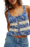 Free People Kianna Floral Eyelet Tank In Blue Combo