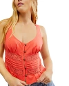 Free People Kianna Lace Tank Top In Watermelon In Radiant Wash