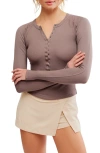 Free People Kick Off Rib Cotton Henley In Driftwood