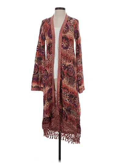 Pre-owned Free People Kimono In Burgundy