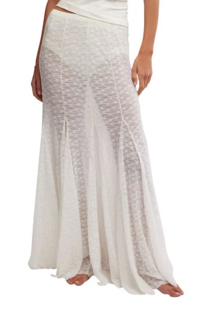 Free People Kiss Kiss Sheer Mesh Maxi Slip Skirt In Snowell