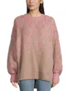Free People Knit Printed Tunic Sweater In Pink In Pink