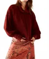 Free People Knit Turtleneck Oversized Sweater In Sweet Cranberry In Red