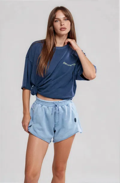 Free People Knockout Shorts In Dark Slate In Blue