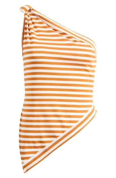 Free People Knot My Vibe One-shoulder Asymmetric Top In Orange