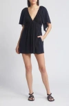 Free People La La Flutter Sleeve Romper In Black