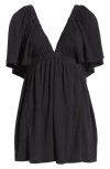 Free People La La Flutter Sleeve Romper In Black