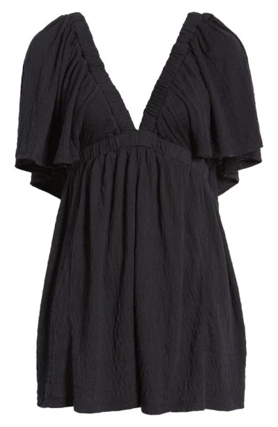 Free People La La Flutter Sleeve Romper In 黑色