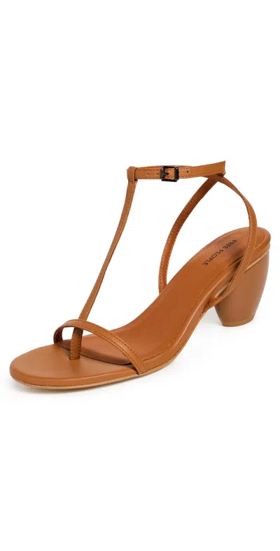 Free People La La Land Strappy Heels Tan Leather In Brown