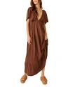 Free People Free-est La La Tiered Flutter Sleeve Maxi Dress In Fondue Fudge