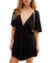 Free People La La Flutter Sleeve Romper In Black