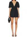 Free People La La Flutter Sleeve Romper In Black
