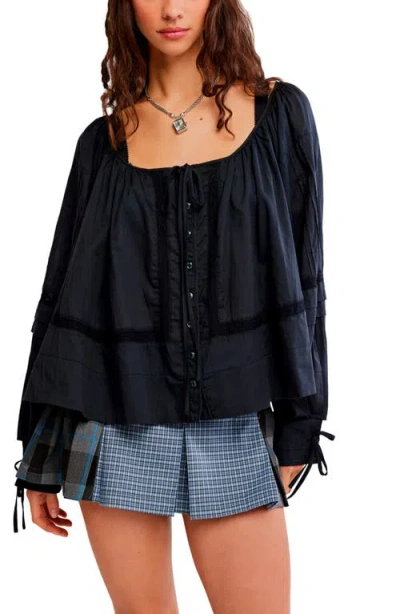 Free People La Lune Cotton Top In Blue