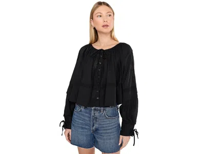 Free People La Lune Long Sleeve Top In Black