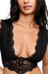 Free People Lace Bralette With Snaps In Black In Black