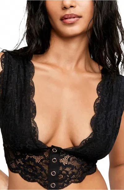 Free People Lace Bralette With Snaps In Black