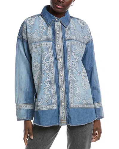 FREE PEOPLE FREE PEOPLE LACE EMBROIDERED DENIM SHIRT