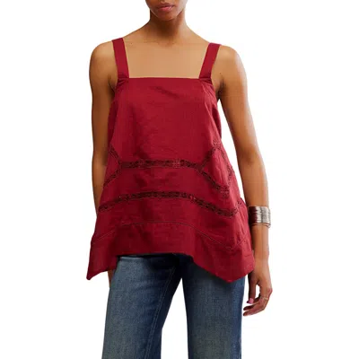 Free People Lace Inset Handkerchief Hem Cotton Camisole