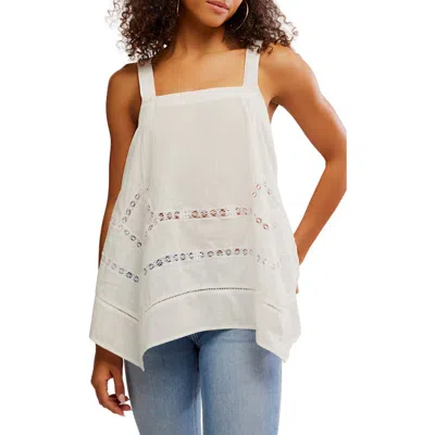 Free People Lace Inset Handkerchief Hem Cotton Camisole