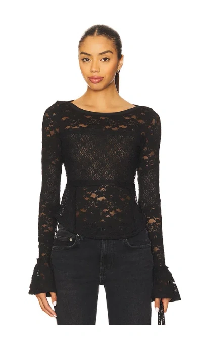 Free People Lace Layering Long Sleeve In Black