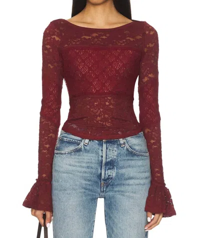 Free People Lace Layering Long Sleeve In Burgundy