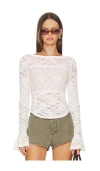 Free People Lace Layering Long Sleeve In White