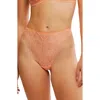 Free People Lace Lover High Waist Thong In Brilliant Coral
