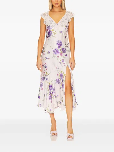 Free People Lace-trimmed Floral Midi Dress In White