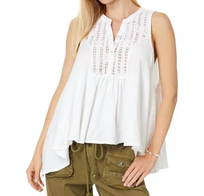 Free People Lace Yoke Henley Sunkissed Top In Ivory In Multi